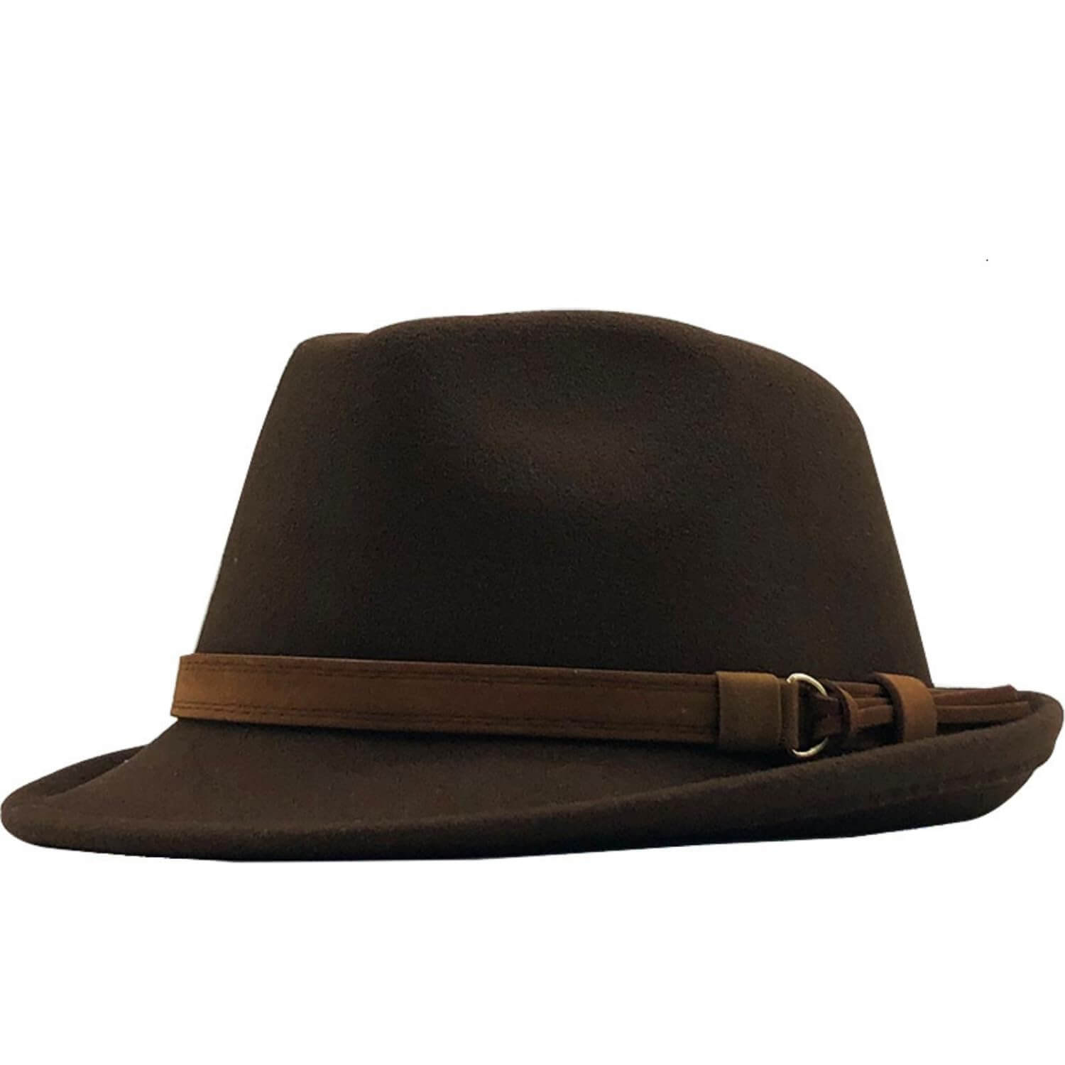 ITODA Women Wool Felt Fedora Hat Classic Vintage Bowler Hat Winter Trilby Fedora Trilby Hat Elegant Panama Hat Short Brim Jazz Cap Gangster Hat Brown