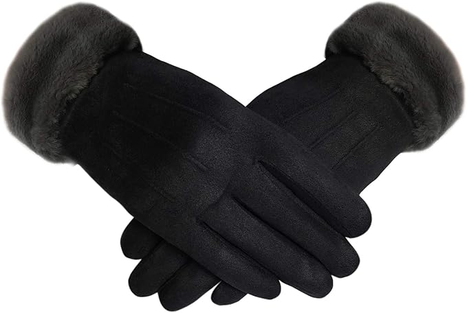 Women's Winter Gloves – Soft, Warm, with Cozy Liner & Faux Fur Cuff