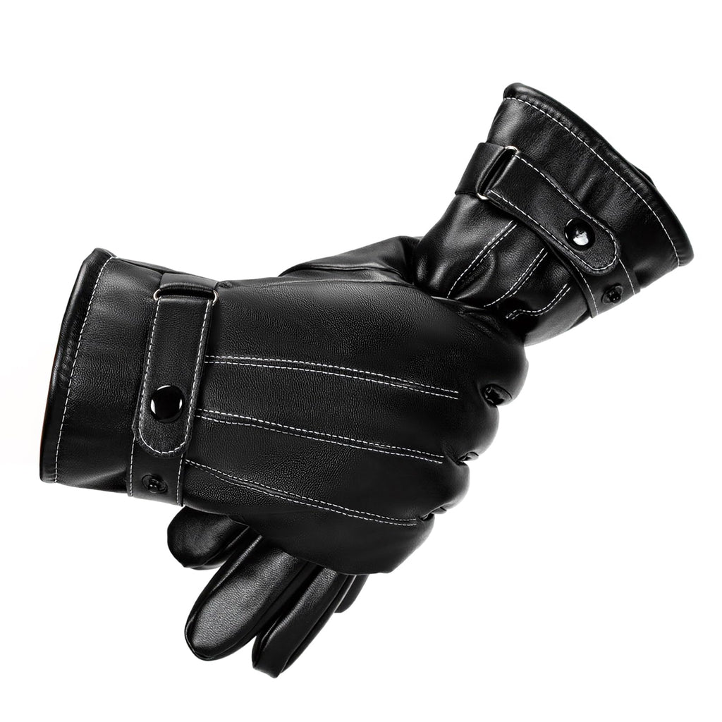Gloves for Men, Mens Leather Gloves, Winter Thermal Touchscreen Glove, Fur Lined Leather Glove, Black