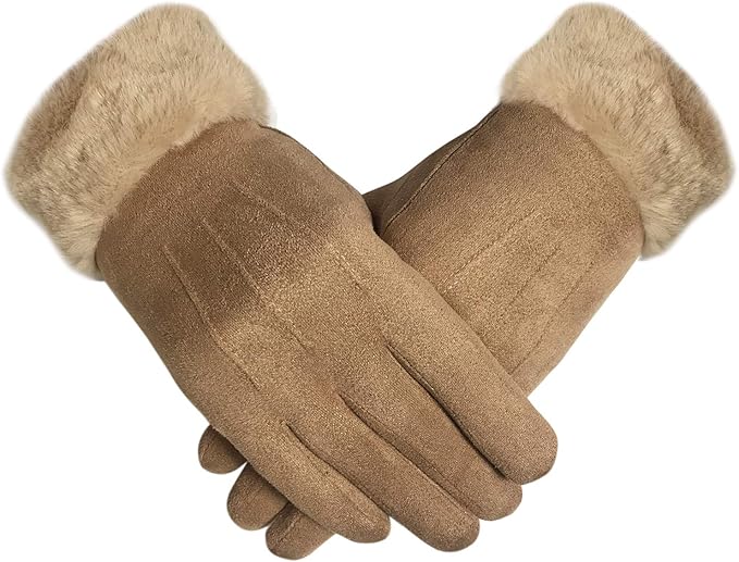 Women's Winter Gloves – Soft, Warm, with Cozy Liner & Faux Fur Cuff