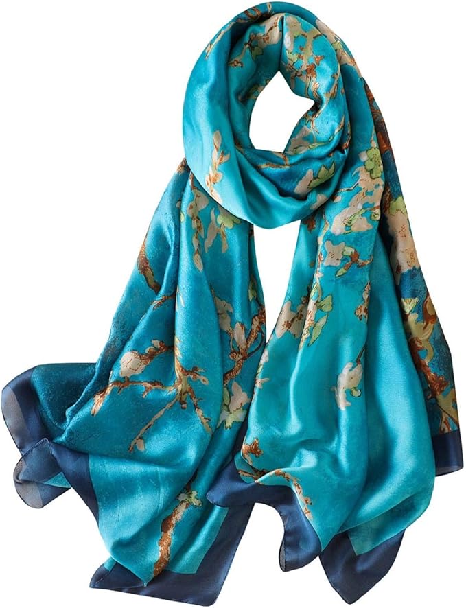 Women's Silk Satin Scarf – Floral, Leopard & Peacock Print Shawl Wrap