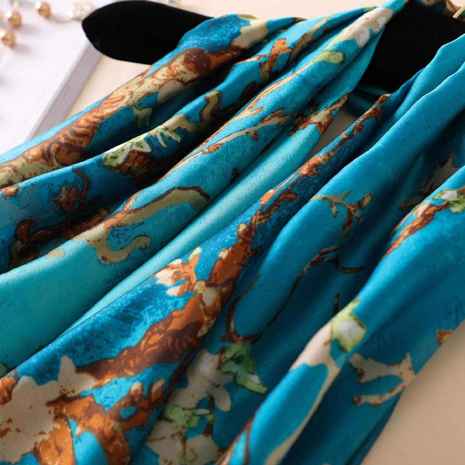 Women's Silk Satin Scarf – Floral, Leopard & Peacock Print Shawl Wrap