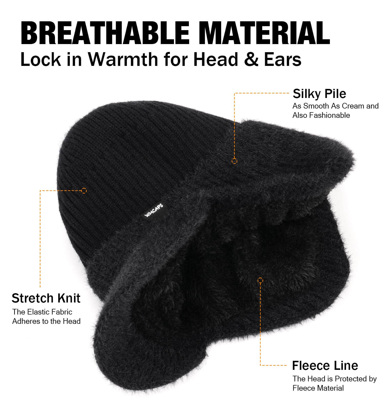 Winter Beanie with Visor & Ear Flaps – Unisex Fleece-Lined Knit Hat