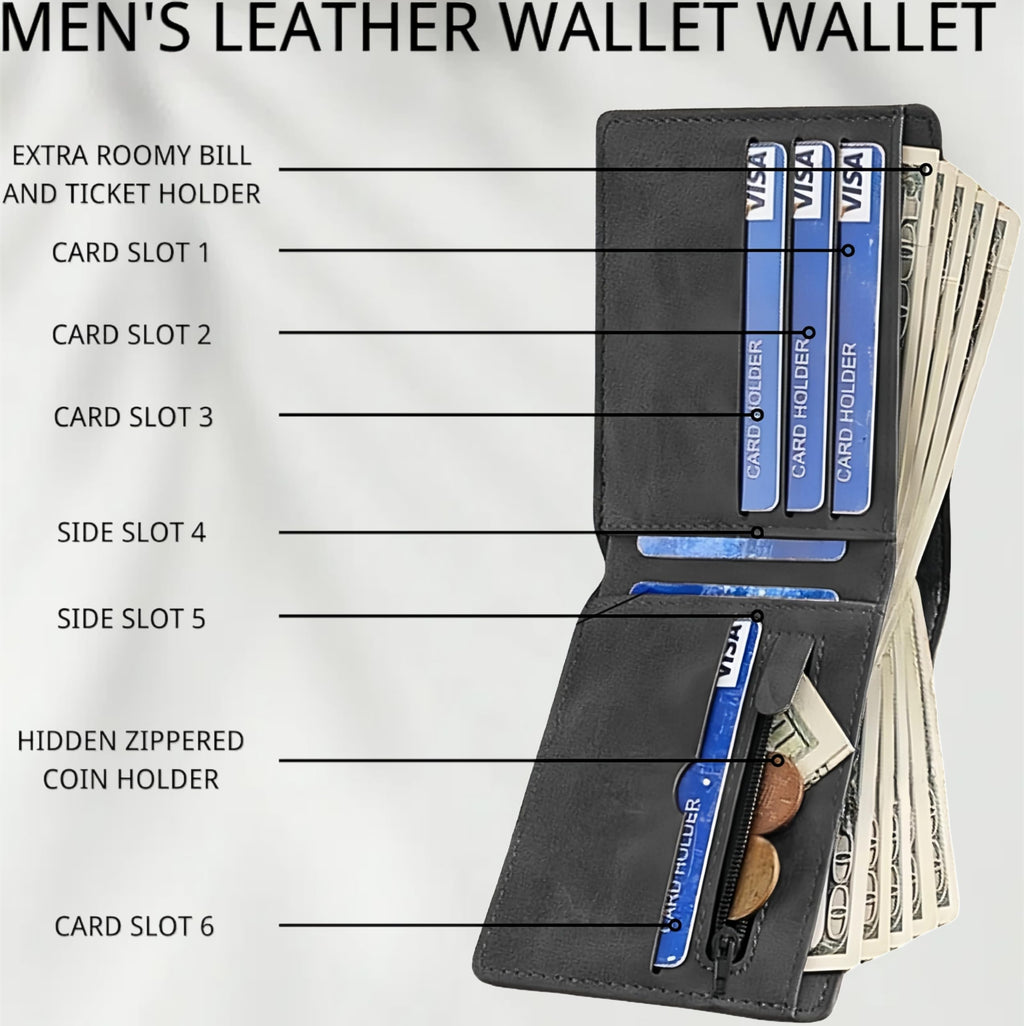 2PCS Men’s Leather Wallet Set (Black & Brown) – Slim Minimalist Design with Card Holders