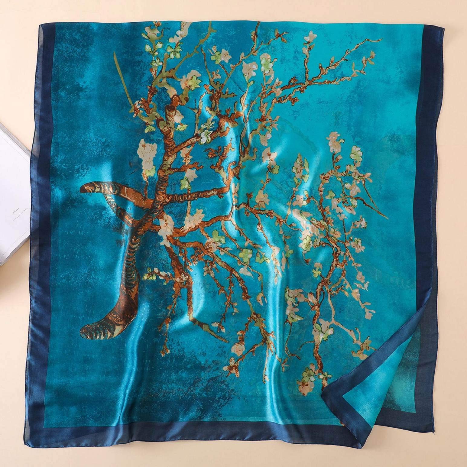 Women's Silk Satin Scarf – Floral, Leopard & Peacock Print Shawl Wrap