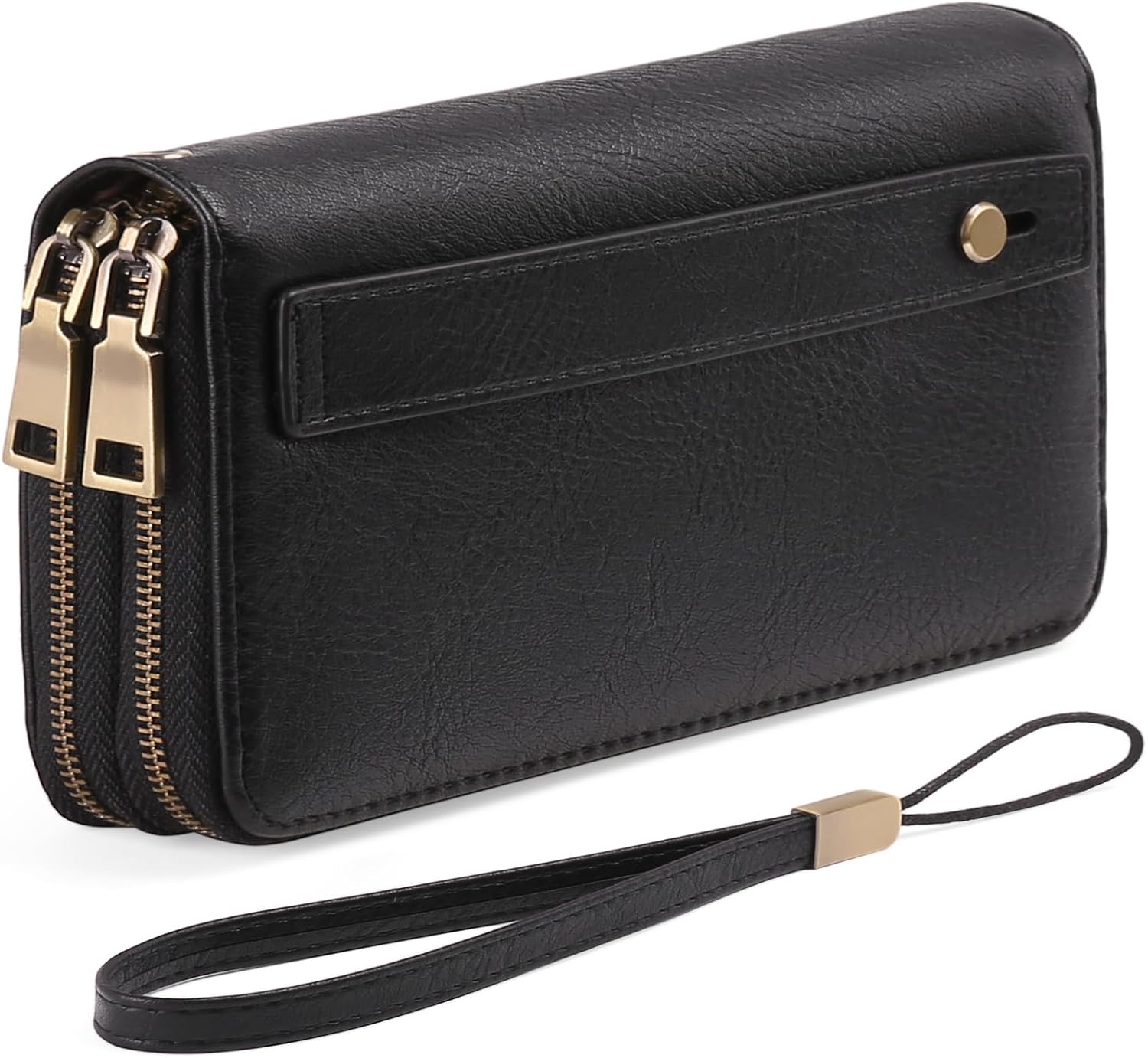 Women's Vegan Leather Wristlet Purse – Double Zipper Phone Clutch with RFID Blocking, Large Capacity & Hand Strap