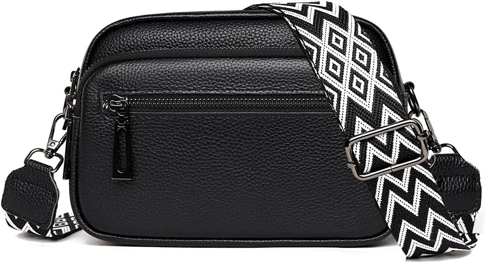 Women's Crossbody Bag – Beige Leather Handbag & Shoulder Bag with Adjustable Wide Strap for Daily Use, Travel & Work