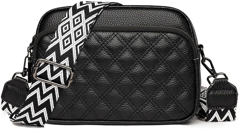 Women's Crossbody Bag – Beige Leather Handbag & Shoulder Bag with Adjustable Wide Strap for Daily Use, Travel & Work