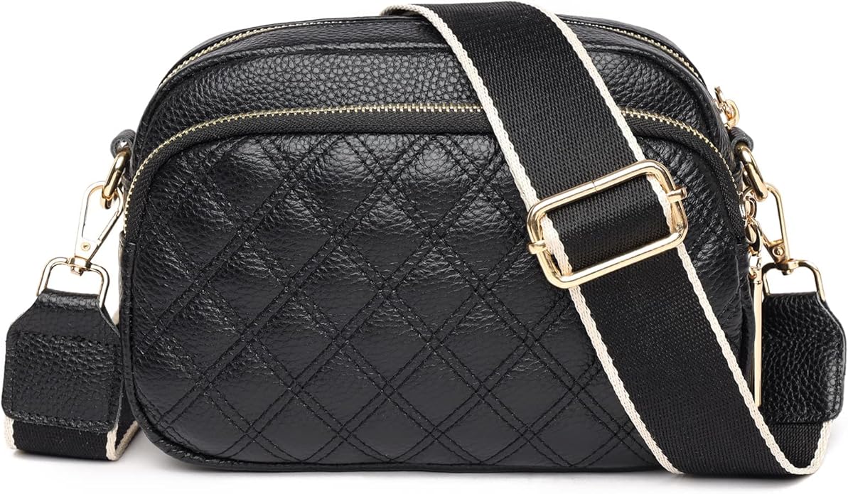 Women's Crossbody Bag – Beige Leather Handbag & Shoulder Bag with Adjustable Wide Strap for Daily Use, Travel & Work