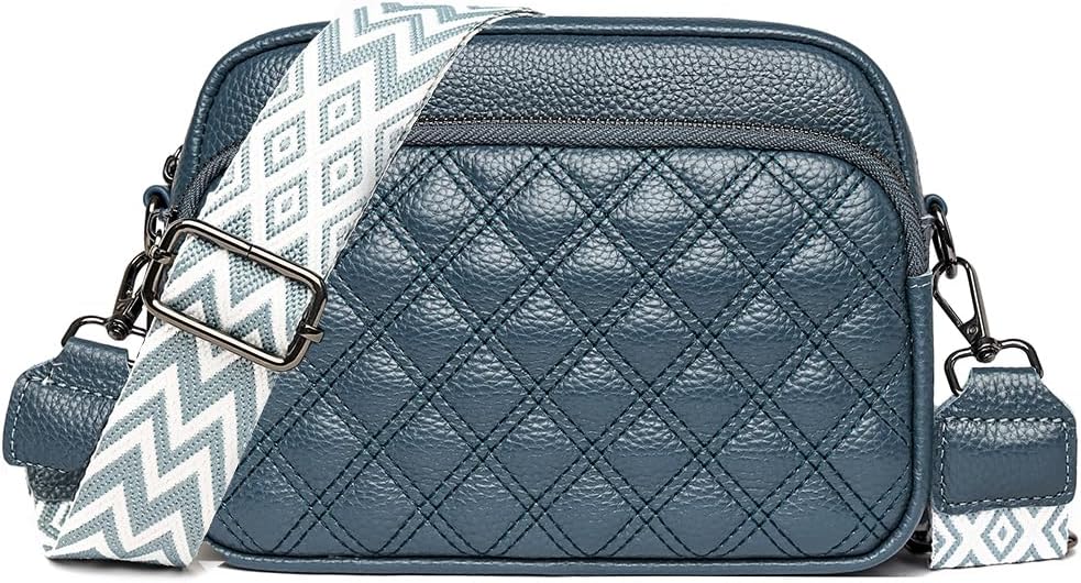 Women's Crossbody Bag – Beige Leather Handbag & Shoulder Bag with Adjustable Wide Strap for Daily Use, Travel & Work