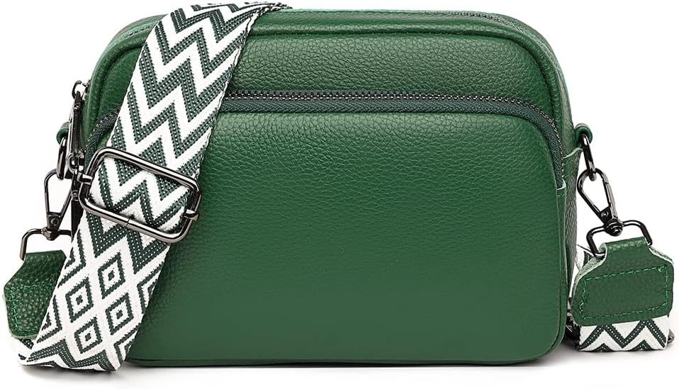 Women's Crossbody Bag – Beige Leather Handbag & Shoulder Bag with Adjustable Wide Strap for Daily Use, Travel & Work