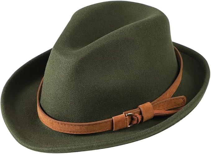 Brown Wool Felt Fedora Hat – Classic Vintage Short Brim Panama Trilby with Bow Detail