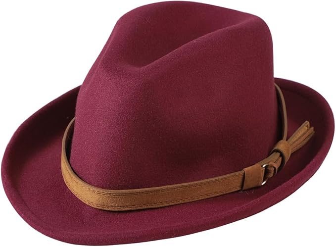 Brown Wool Felt Fedora Hat – Classic Vintage Short Brim Panama Trilby with Bow Detail